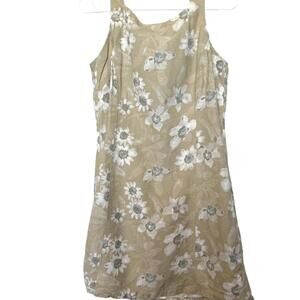 J.Crew Dark Yellow Linen Floral Print Sun Dress